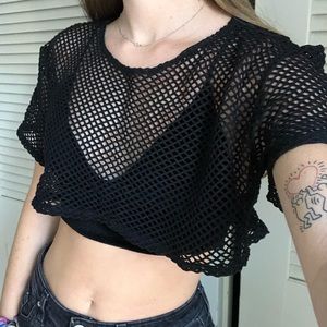 Lf fishnet crop top